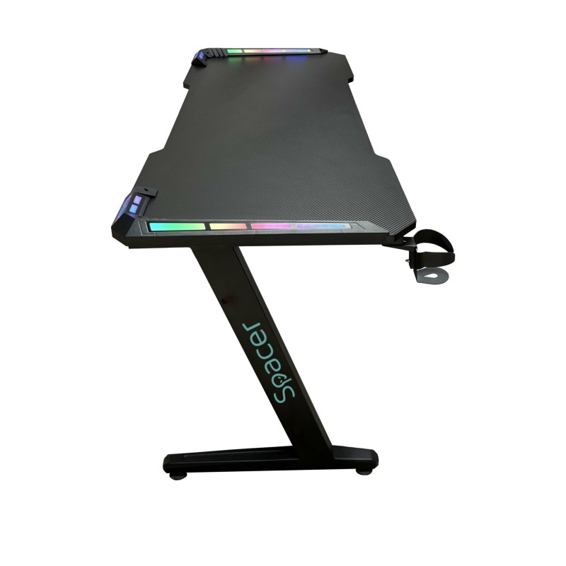 BIROU GAMING Spacer, dimensiuni 1400 x 600 x 18 mm, blat MDF invelit in fibra de carbon, suport casti, suport cana/pahar, picioare reglabile manual, RGB, telecomanda wireless 46501472 