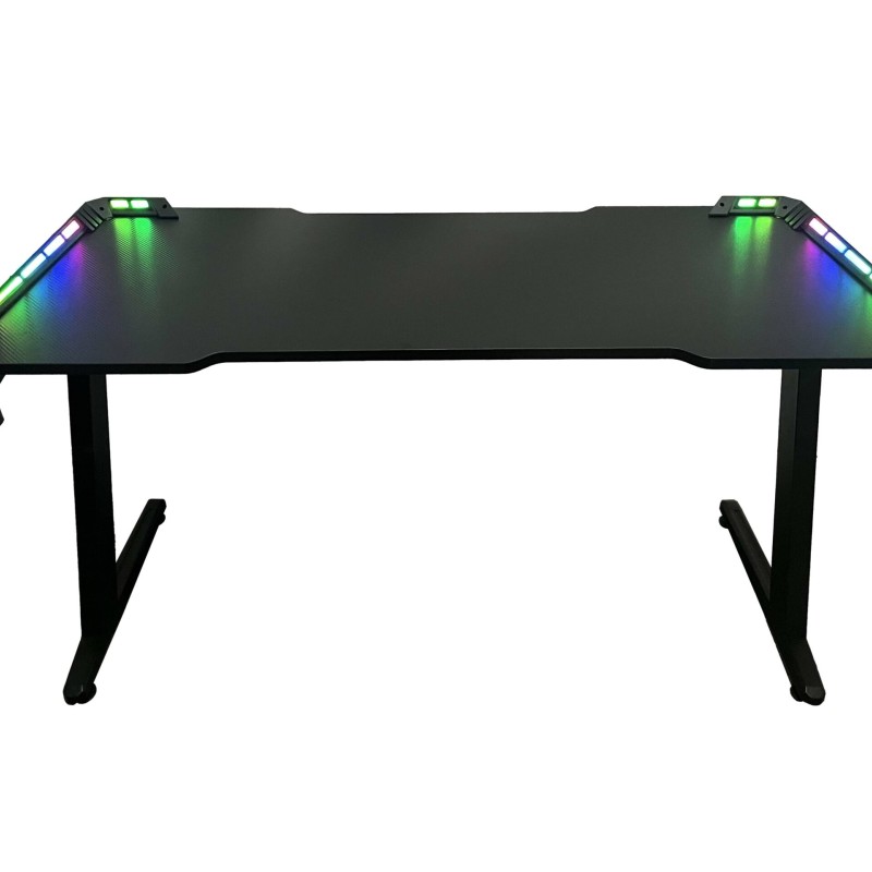BIROU GAMING Spacer, dimensiuni 1400 x 600 x 18 mm, blat MDF invelit in fibra de carbon, suport casti, suport cana/pahar, picioare reglabile manual, RGB, telecomanda wireless 46501472 