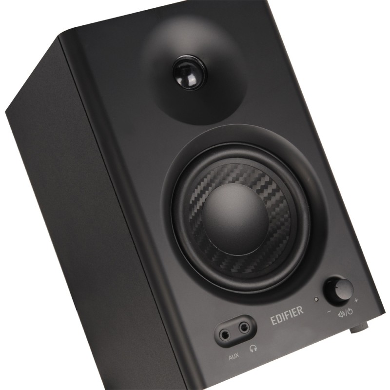 BOXE EDIFIER 2.0, RMS:  42W (2 x 21W), studio monitor, volum, bass, treble, intrare jack 6.35 TRS balanced, RCA, iesire casti, black, 