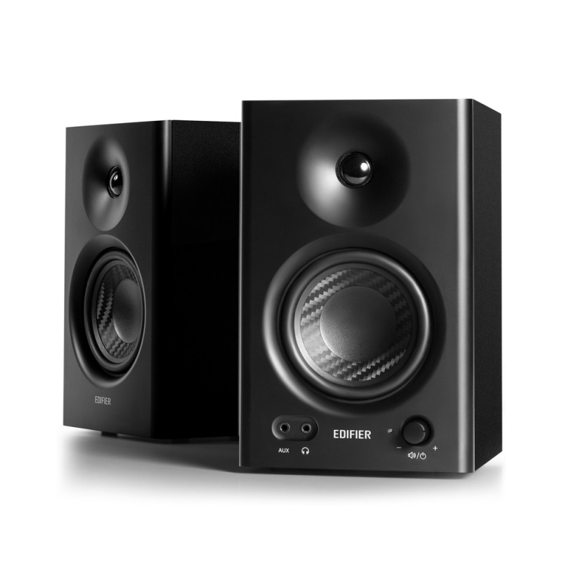 BOXE EDIFIER 2.0, RMS:  42W (2 x 21W), studio monitor, volum, bass, treble, intrare jack 6.35 TRS balanced, RCA, iesire casti, black, 