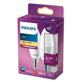 BEC LED Philips, soclu E14, putere 5W, forma lumanare, lumina alb calda, alimentare 220 - 240 V, 
