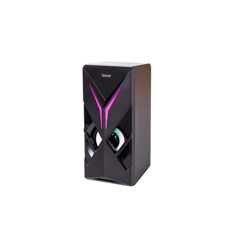 BOXE SPACER Gaming 2.1, RMS: 14W (2 x 3W + 8W), bluetooth, telecomanda wireless, control volum, bass, subwoofer lemn MDF, 220V alimentare, 3 x LED, USB/SD/AUX/radio FM, black, 