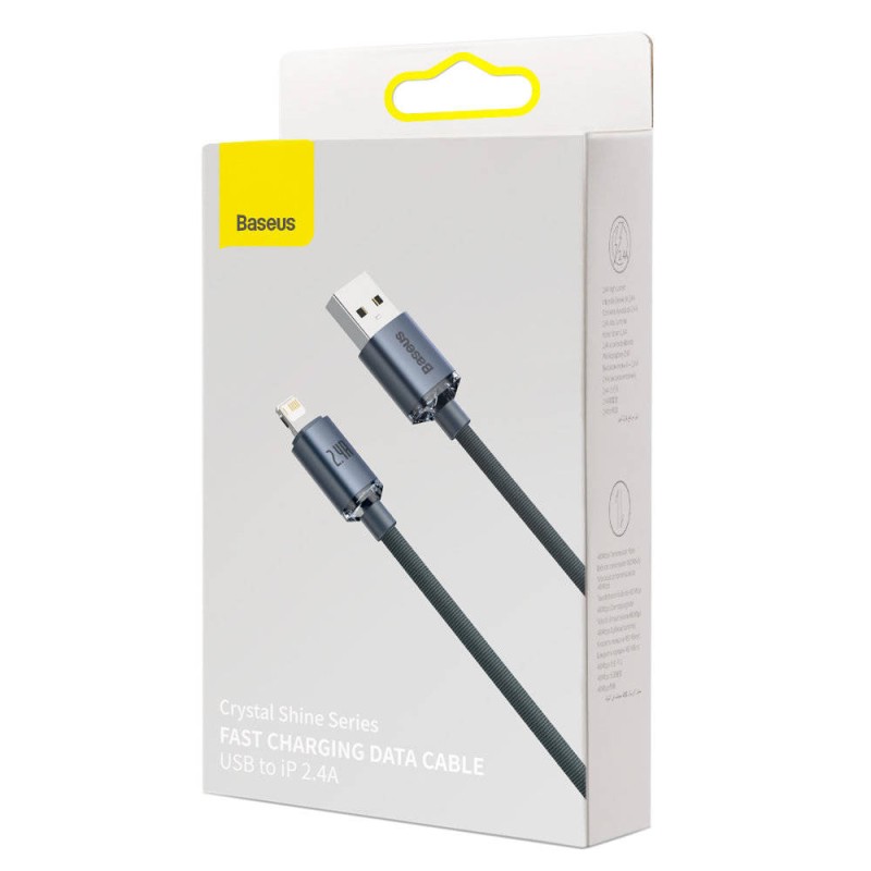 CABLU alimentare si date Baseus Crystal Shine, Fast Charging Data Cable pt. smartphone, USB la Lightning Iphone 2.4A, 1.2m, negru 