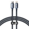CABLU alimentare si date Baseus Crystal Shine, Fast Charging Data Cable pt. smartphone, USB Type-C la Lightning Iphone PD 20W, 1.2m, negru 