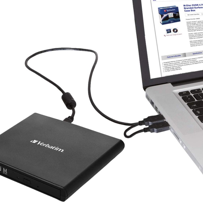 DVD-RW extern, VERBATIM, interfata USB 2.0, negru, 