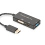 DIGITUS DisplayPort converter cable DP - HDMI+DVI+VGA M-F/F/F 0 2m 3 in 1 Multi-Media cable CE bl gold 