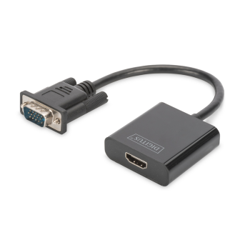 DIGITUS VGA to HDMI Converter + Audio 3.5mm Full HD 1080p cable type 15cm black 