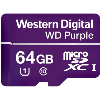 WD Purple 64GB Surveillance microSD XC Class - 10 UHS 1, 