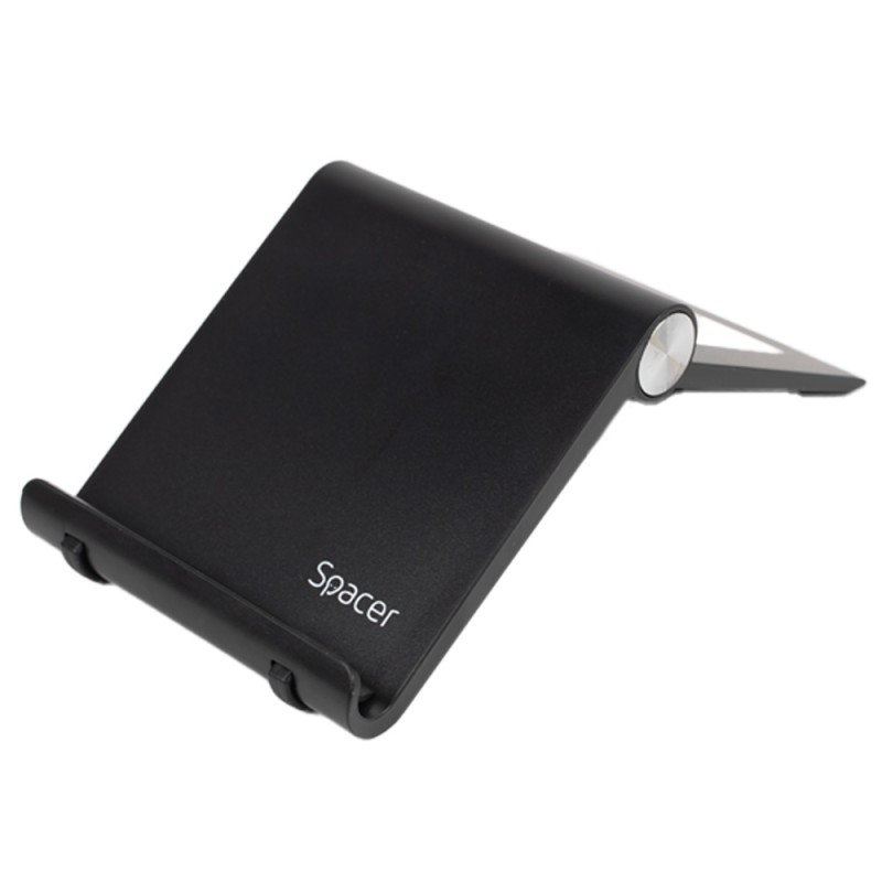 SUPORT telefon SPACER, pliabil, fixare pe birou, universal cu unghi ajustabil, dimensiuni 90 x 70 x 12mm, negru, 