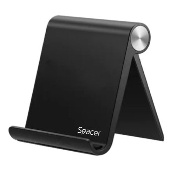 SUPORT telefon SPACER, pliabil, fixare pe birou, universal cu unghi ajustabil, dimensiuni 90 x 70 x 12mm, negru, 