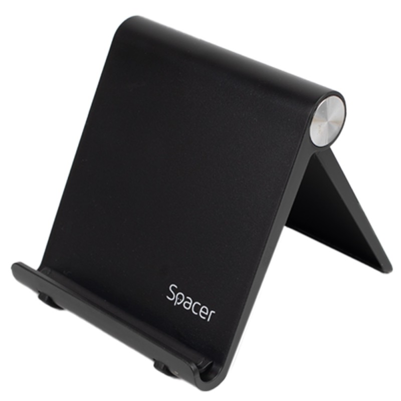 SUPORT telefon SPACER, pliabil, fixare pe birou, universal cu unghi ajustabil, dimensiuni 90 x 70 x 12mm, negru, 