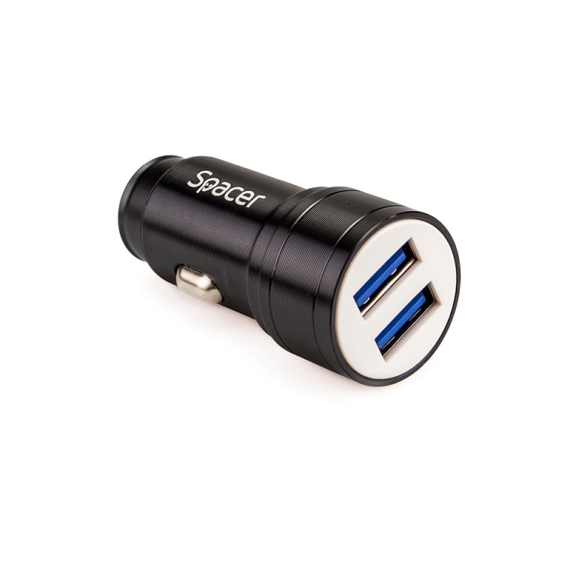 ALIMENTATOR auto SPACER Fast Charge 17W 5V/3.1A max, putere totala 17W, 2 x USB, pt. bricheta auto, black, 