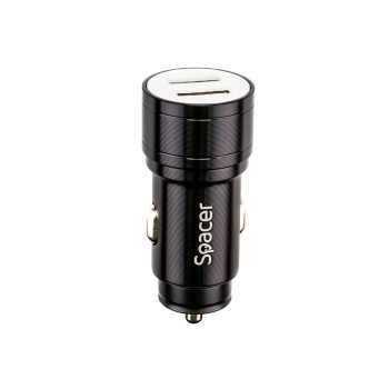 ALIMENTATOR auto SPACER Fast Charge 17W 5V/3.1A max, putere totala 17W, 2 x USB, pt. bricheta auto, black, 