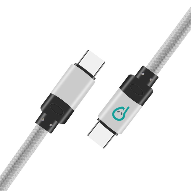 CABLU alimentare si date SPACER, pt. smartphone, USB Type-C (T) la USB Type-C(T), braided, ambalaj punga, 1.8m, silver 