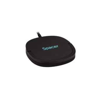 ALIMENTATOR wireless SPACER, Quick Charge 15W Qi, conector Type-C, rol de stand prin prindere magnetica, negru 