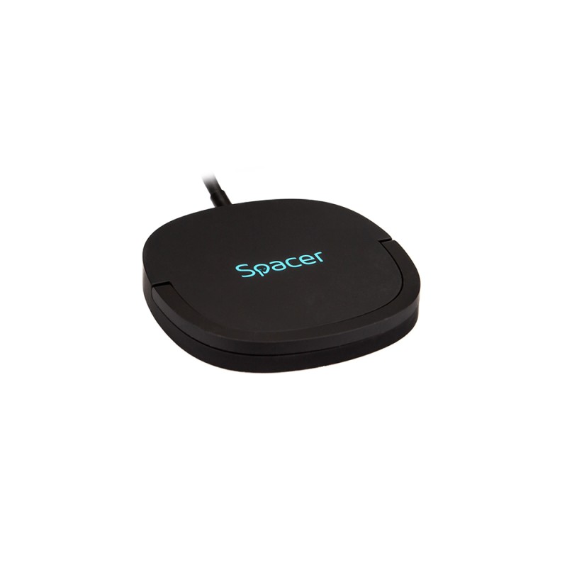ALIMENTATOR wireless SPACER, Quick Charge 15W Qi, conector Type-C, rol de stand prin prindere magnetica, negru 