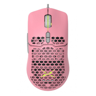 MOUSE DELUX, gaming, cu fir, USB, optic, 7200 dpi, butoane/scroll 7/1, RGB light, cablu braided, roz, 