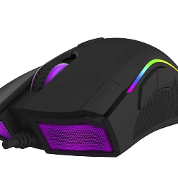 MOUSE DELUX, gaming, cu fir, USB, optic, 4000 dpi, butoane/scroll 7/1, RGB light, cablu braided, negru, 