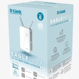 RANGE EXTENDER D-LINK wireless AX1500Mbps, 1 port Gigabit, 2 antene externe, dual band AX1500, 2.4GHz si 5GHz, EAGLE PRO AI, 2 x2 Wi-Fi 6, 