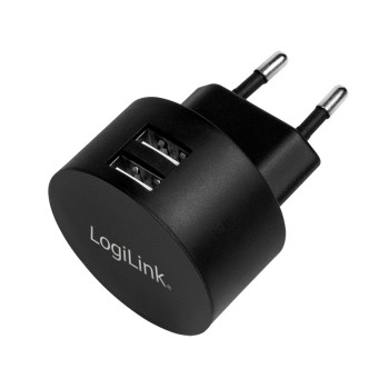 ALIMENTATOR retea 220V LOGILINK, universal, 2 x USB-A, maxim 2.1A, 10.5W, suport OCP/OVP/OHP/SCP, negru, 