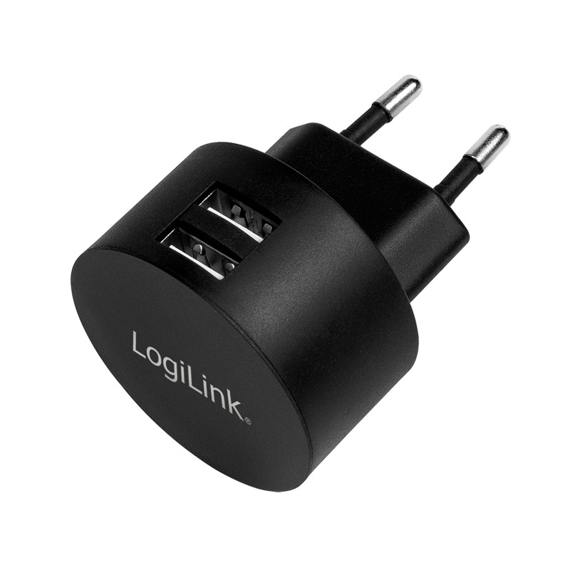 ALIMENTATOR retea 220V LOGILINK, universal, 2 x USB-A, maxim 2.1A, 10.5W, suport OCP/OVP/OHP/SCP, negru, 