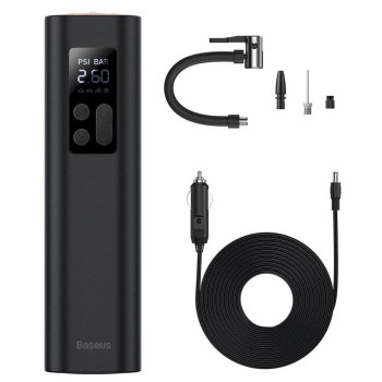COMPRESOR AUTO Baseus Super Mini, alimentare 12 V bricheta auto, display LED, presiune maxima 3 bar, negru (timbru verde 0.80 lei) 