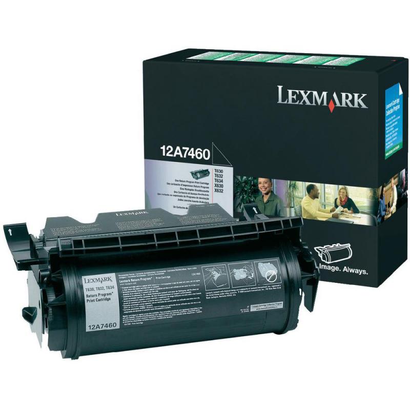 Toner Original Lexmark Black, 12A7460, pentru Optra T630|Optra T632|Optra T634|Optra X632|X630, 5K, (timbru verde 1.2 lei) , 