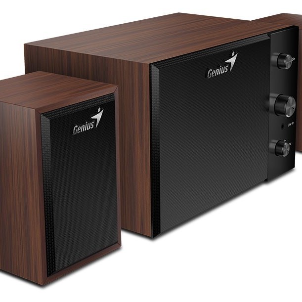 BOXE GENIUS 2.1, RMS: 15W (2 x 3.5W + 1 x 8W), cherry wood, 