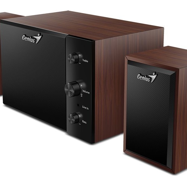 BOXE GENIUS 2.1, RMS: 15W (2 x 3.5W + 1 x 8W), cherry wood, 