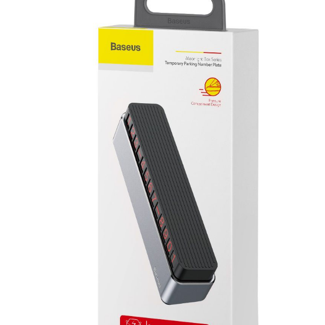 SUPORT numar de telefon parbriz Baseus, functie de inchidere si deschidere prin apasare, sase seturi de numere incluse, argintiu 