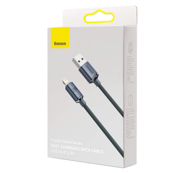 CABLU alimentare si date Baseus Crystal Shine, Fast Charging Data Cable pt. smartphone, USB la Lightning Iphone 2.4A, 2m, negru 
