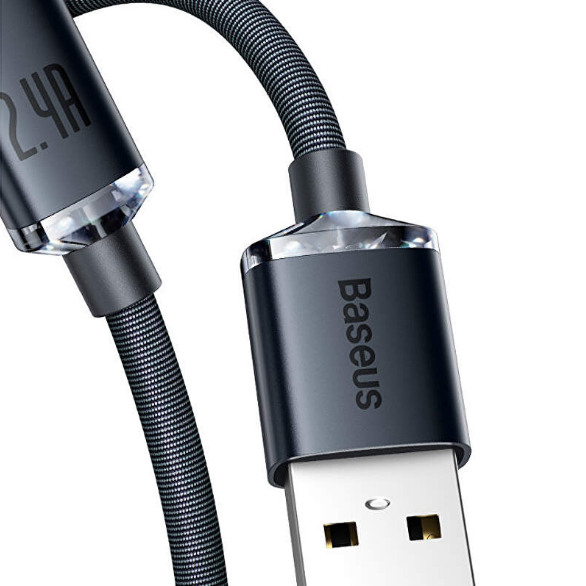 CABLU alimentare si date Baseus Crystal Shine, Fast Charging Data Cable pt. smartphone, USB la Lightning Iphone 2.4A, 2m, negru 