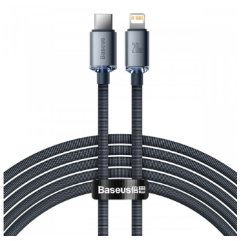 CABLU alimentare si date Baseus Crystal Shine, Fast Charging Data Cable pt. smartphone, Type-C la Lightning Iphone 20W, 2m, braided, negru 