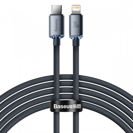 CABLU alimentare si date Baseus Crystal Shine, Fast Charging Data Cable pt. smartphone, Type-C la Lightning Iphone 20W, 2m, braided, negru 