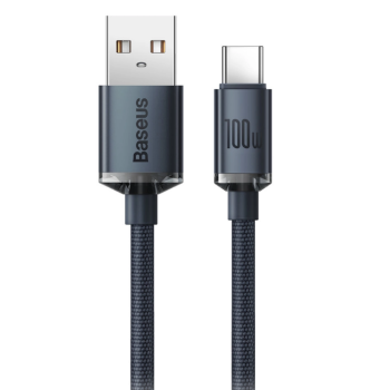 CABLU alimentare si date Baseus Crystal Shine, Fast Charging Data Cable pt. smartphone, USB la USB Type-C 100W, 2m, braided, negru 