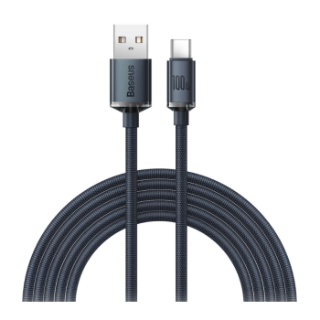 CABLU alimentare si date Baseus Crystal Shine, Fast Charging Data Cable pt. smartphone, USB la USB Type-C 100W, 2m, braided, negru 
