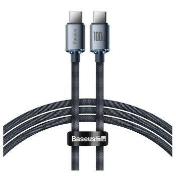 CABLU alimentare si date Baseus Crystal Shine, Fast Charging Data Cable pt. smartphone, USB Type-C la USB Type-C 100W, 1.2m, braided, negru 