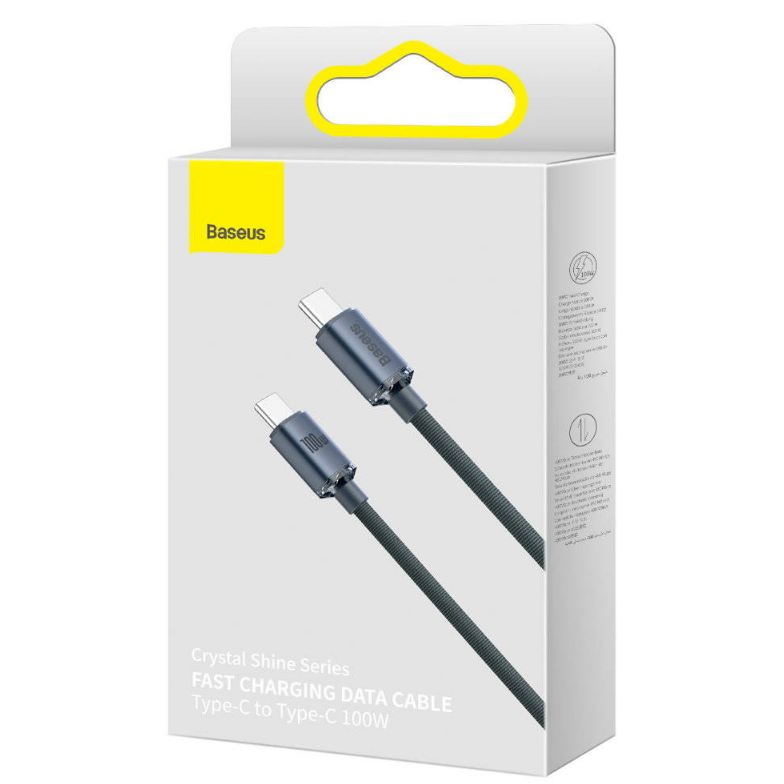 CABLU alimentare si date Baseus Crystal Shine, Fast Charging Data Cable pt. smartphone, USB Type-C la USB Type-C 100W, 2m, braided, negru 