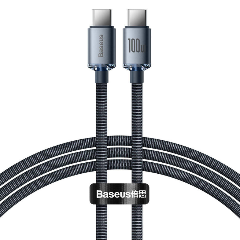 CABLU alimentare si date Baseus Crystal Shine, Fast Charging Data Cable pt. smartphone, USB Type-C la USB Type-C 100W, 2m, braided, negru 