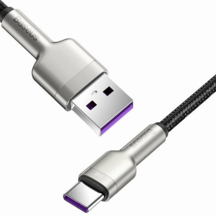 CABLU alimentare si date Baseus Cafule Series, Fast Charging Data Cable pt. smartphone, USB la USB Type-C 66W, braided, 1m, negru 