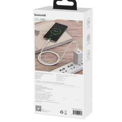 CABLU alimentare si date Baseus Cafule Series, Fast Charging Data Cable pt. smartphone, USB la USB Type-C 66W, braided, 1m, alb 