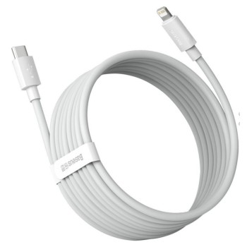 CABLU alimentare si date Baseus Simple Wisdom,Fast Charging Data Cable pt.smartphone,USB Type-C la Lighting PD 20W (2buc/set),1.5m, alb 