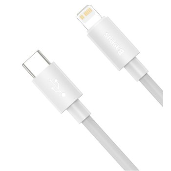 CABLU alimentare si date Baseus Simple Wisdom,Fast Charging Data Cable pt.smartphone,USB Type-C la Lighting PD 20W (2buc/set),1.5m, alb 