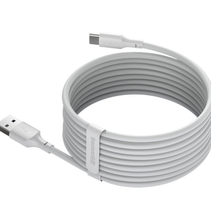 CABLU alimentare si date Baseus Simple Wisdom, Fast Charging Data Cable pt. smartphone, USB la USB Type-C 5A (2buc/set), 1.5m, alb 