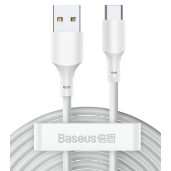 CABLU alimentare si date Baseus Simple Wisdom, Fast Charging Data Cable pt. smartphone, USB la USB Type-C 5A (2buc/set), 1.5m, alb 