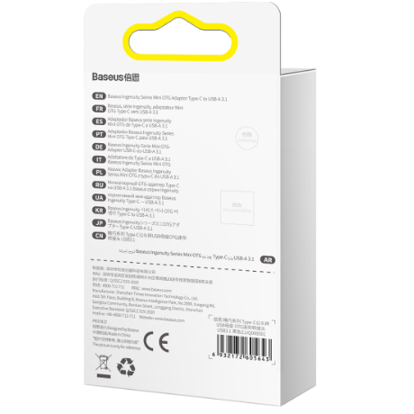 ADAPTOR Baseus Ingenuity Series Mini OTG, USB 3.1 (M) la USB Type-C (T), corp metalic, negru 