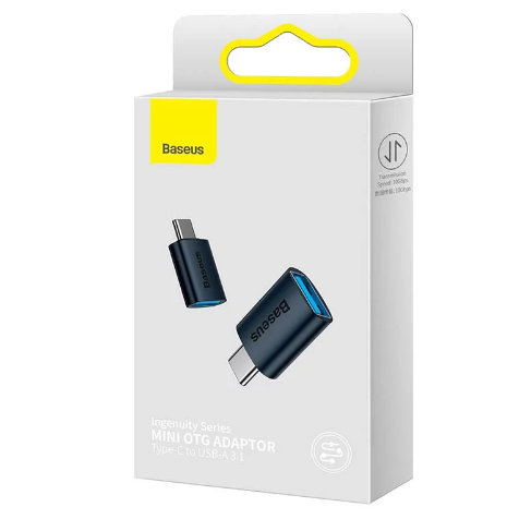 ADAPTOR Baseus Ingenuity Series Mini OTG,  USB 3.1 (M) la USB Type-C (T), corp metalic, albastru 