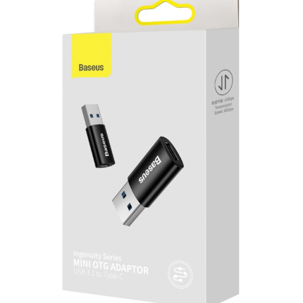 ADAPTOR Baseus Ingenuity Series Mini OTG, USB Type-C (M) la USB 3.1 (T), corp metalic, negru 