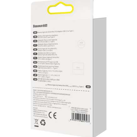ADAPTOR Baseus Ingenuity Series Mini OTG, USB Type-C (M) la USB 3.1 (T), corp metalic, negru 