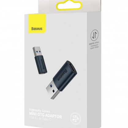 ADAPTOR Baseus Ingenuity Series Mini OTG, USB Type-C (M) la USB 3.1 (T), corp metalic, albastru 